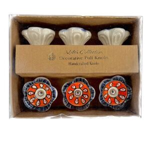 Mileh Collection Set of 6 Ceramic Decorative Pull Knobs NIB